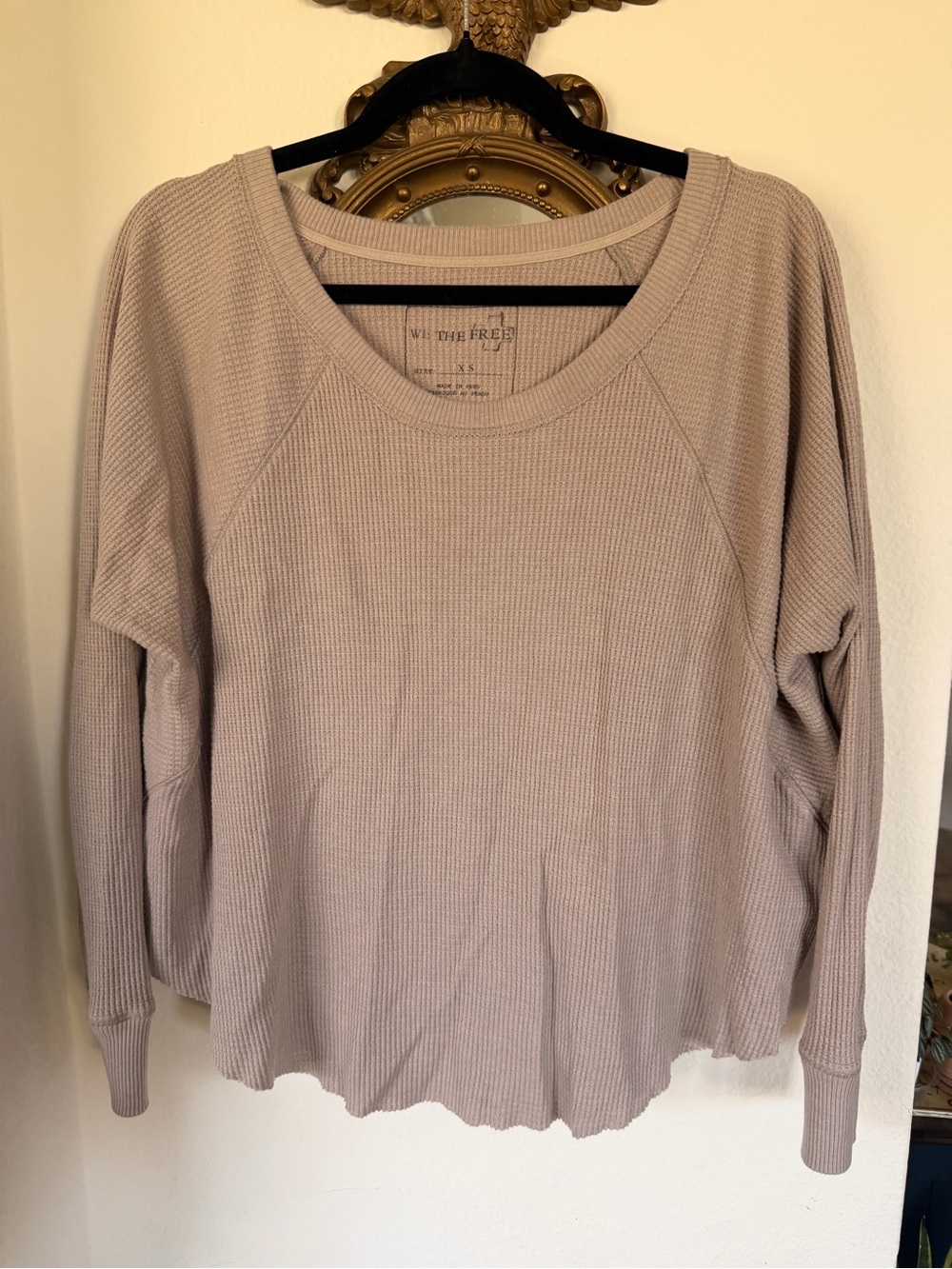 We The Free Waffle Knit Long Sleeve Top - Taupe